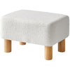 YMYNY Footstool, Rectangle Pouf Ottoman with Stable Wooden Legs, for Couch, Desk, Modern Teddy fleece Material Soft Padded Seat, Change Shoes Stool for Living Room, Bedroom, 40×29×25CM White HBD030W