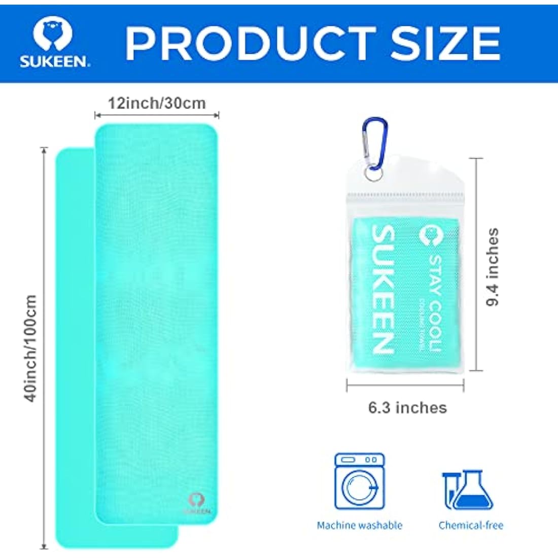 Sukeen Cooling Towel 20 Pack (40"x12") Ice Towel,Bulk Breathable Chilly Twoles,Microfiber Towel for Neck Face for Yoga,Sport,Running,Gym,Workout,Camping,Fitness,Travel & More Activities