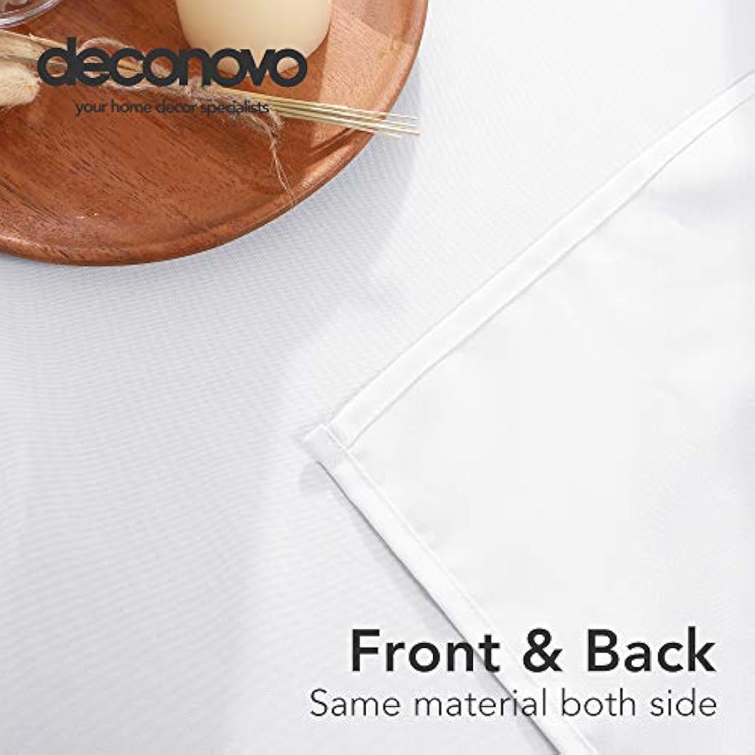 Deconovo Christmas Decorations Home Decorative Oxford Wipeable Tablecloth Rectangle Water Resistant Tablecloth for Party 130x130cm(51x51in) White