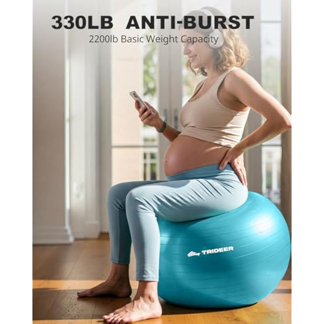 Trideer Exercise & Yoga Ball - 5 Sizes, Pregnancy & Maternity, Anti-Burst, Heavy Duty, Office Chair Ball & Gym Ball with Quick Pump