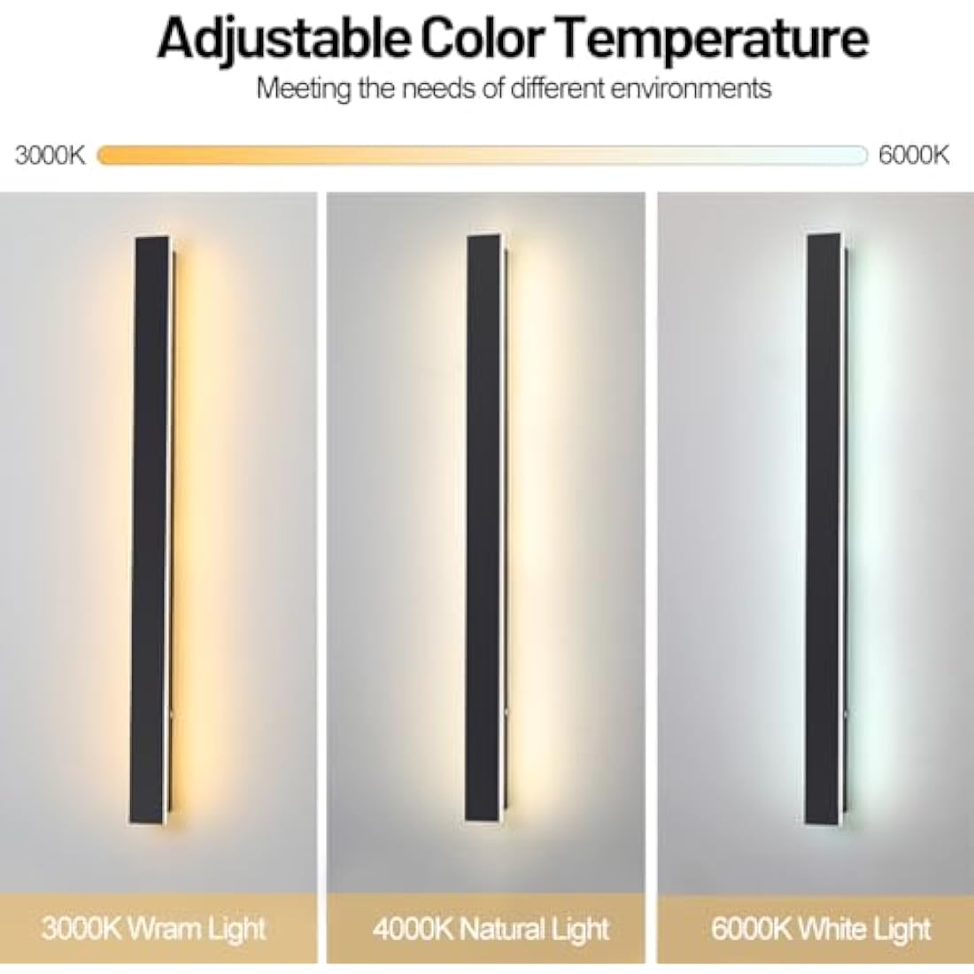 ZTWLEED LED Outdoor Wall Light 25W 115CM Minimalist Metal Wall Lights,Waterproof IP65 Outdoor Lighting Acrylic Lampshade,4000K Natural White,Outdoor Lighting for Patio