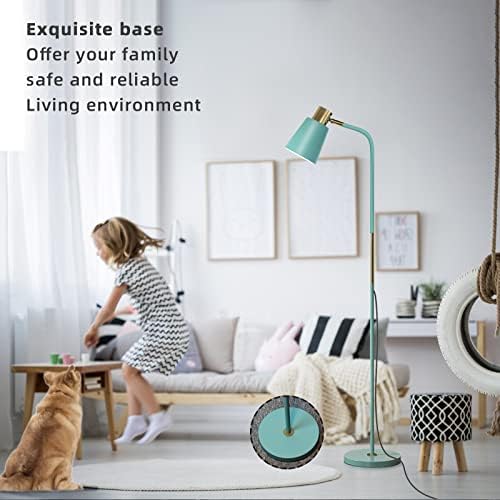 Floor Lamp, Industrial Floor Lamps Corner Lamp Rustic Farmhouse Standing Lamp, Adjustable Metal Heads Indoor Task Lighting Reading Floor Lamps for Living Room, Bedroom, E27 Socket (Green)
