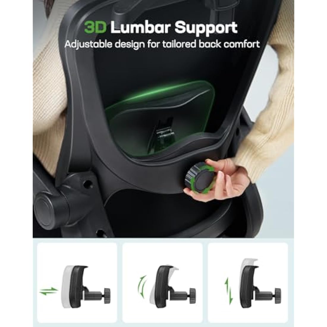 Marsail Ergonomic Office Chair: Ergonomic Gaming Chair with 3D Headrest, 3D Lumbar Support, Flip-up Armrests, High Back Adjustable Desk Chair with 90-120° Tilt Lock, Thick Cushion, Swivel Task Chair