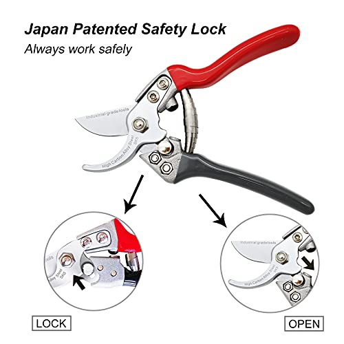 TONMA Secateurs [Made in Japan] 7.5" Professional Bypass Garden Shears Heavy Duty with Ergonomic Handle, Japanese Pruning Scissors Trimmers Sturdy