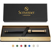 Scriveiner Black Lacquer Rollerball Pen - Multi Award Winning Luxury Rollerball Real Gold Plating, Schmidt Refill, Quality Executive Writing Pen for the Office, Journaling or Gift Set for Men & Women