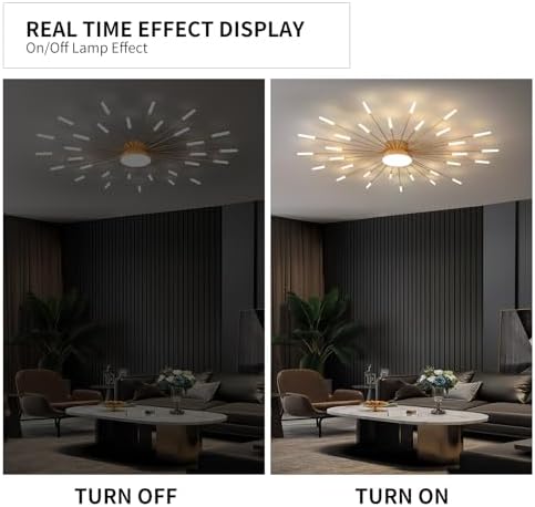 Modern LED Ceiling Light,30+1 Heads Semi Flush Mount Gold Chandeliers Ceiling Lighting for Bedroom Living Room Kitchen Dining Room Restaurant