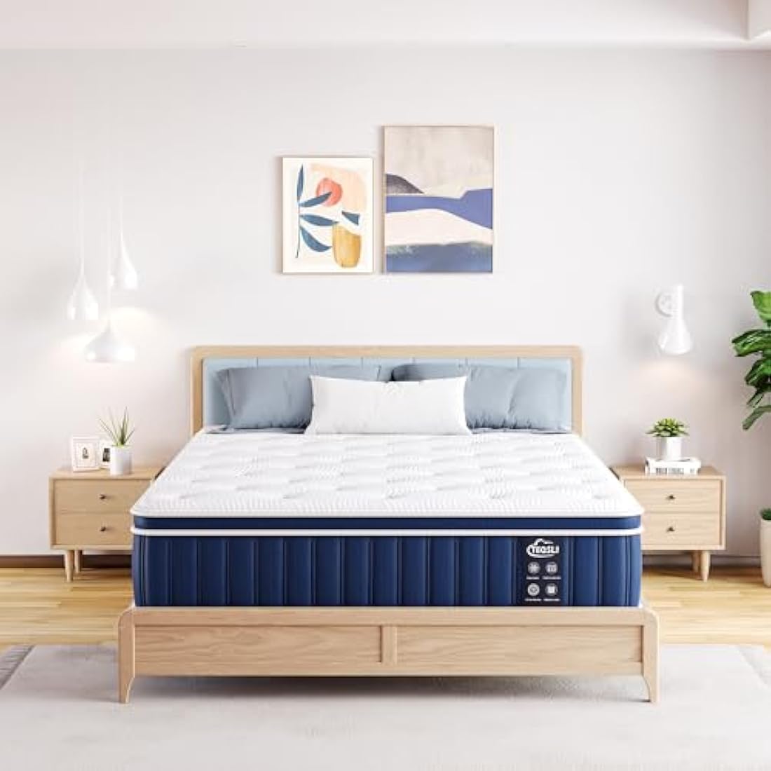 TeQsli 3FT Single Mattress, 10.6 Inch Memory Foam Sprung Hybrid Mattress 9-Zone Orthopedic for Pressure Relief & Edge Support - Medium Firm with Skin-Friendly Fabric 90x190x27cm