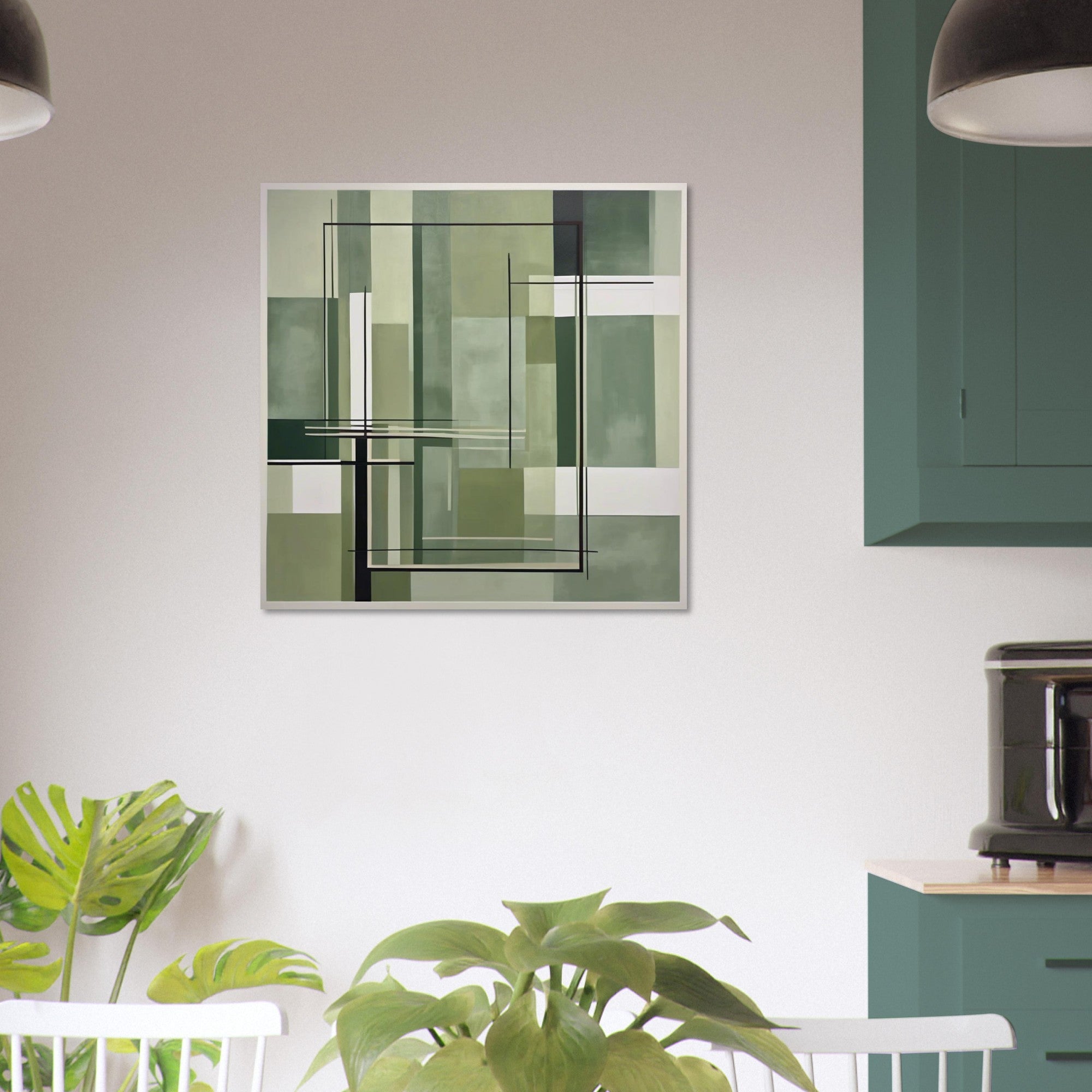 Sage Green Abstract Wall Art Print – Minimalist Geometric Poster, Modern Neutral Scandinavian Living Room Decor