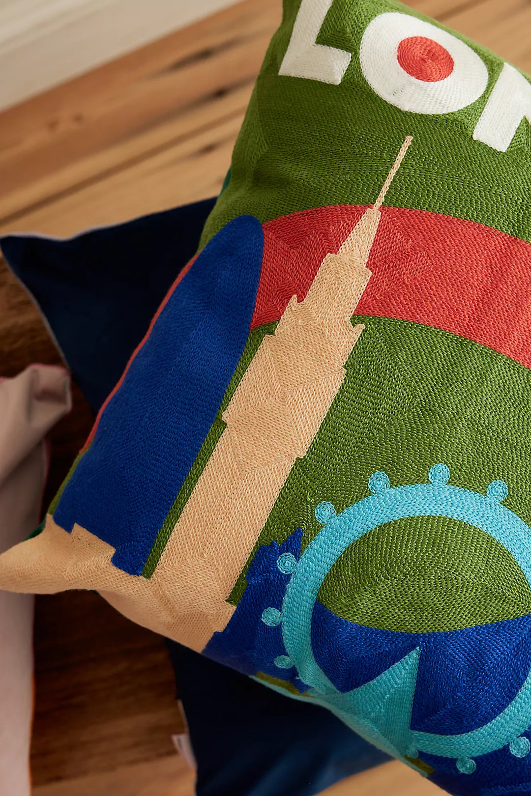 London Skyline Needlepoint Pillow