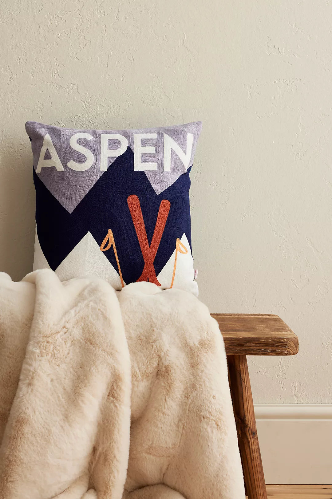 Aspen Ski Needlepoint Pillow