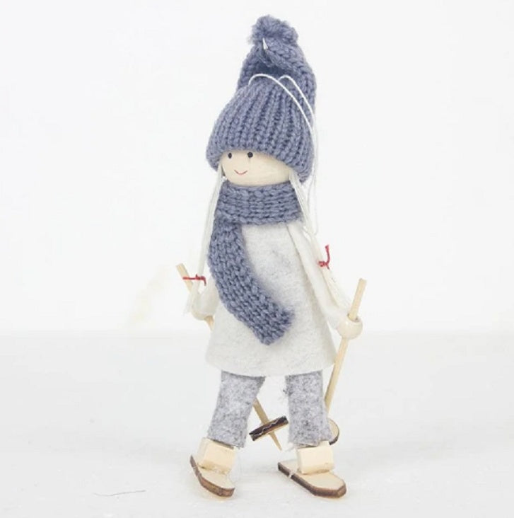 Creative Christmas Decoration Wooden Ski Doll