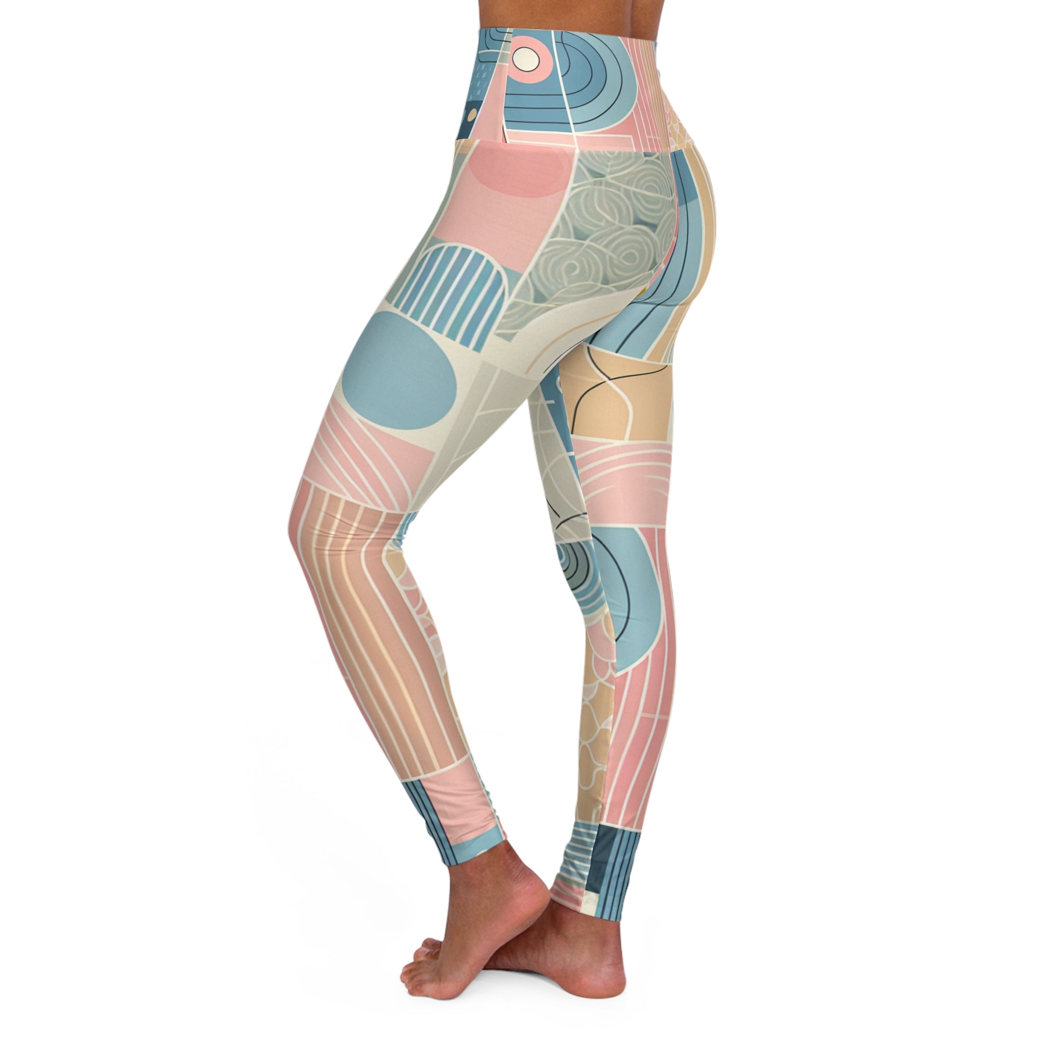 Contemporary Pastel Leggings - Stylish Comfort in Soft Pink, Blue, Yellow & Green Hues