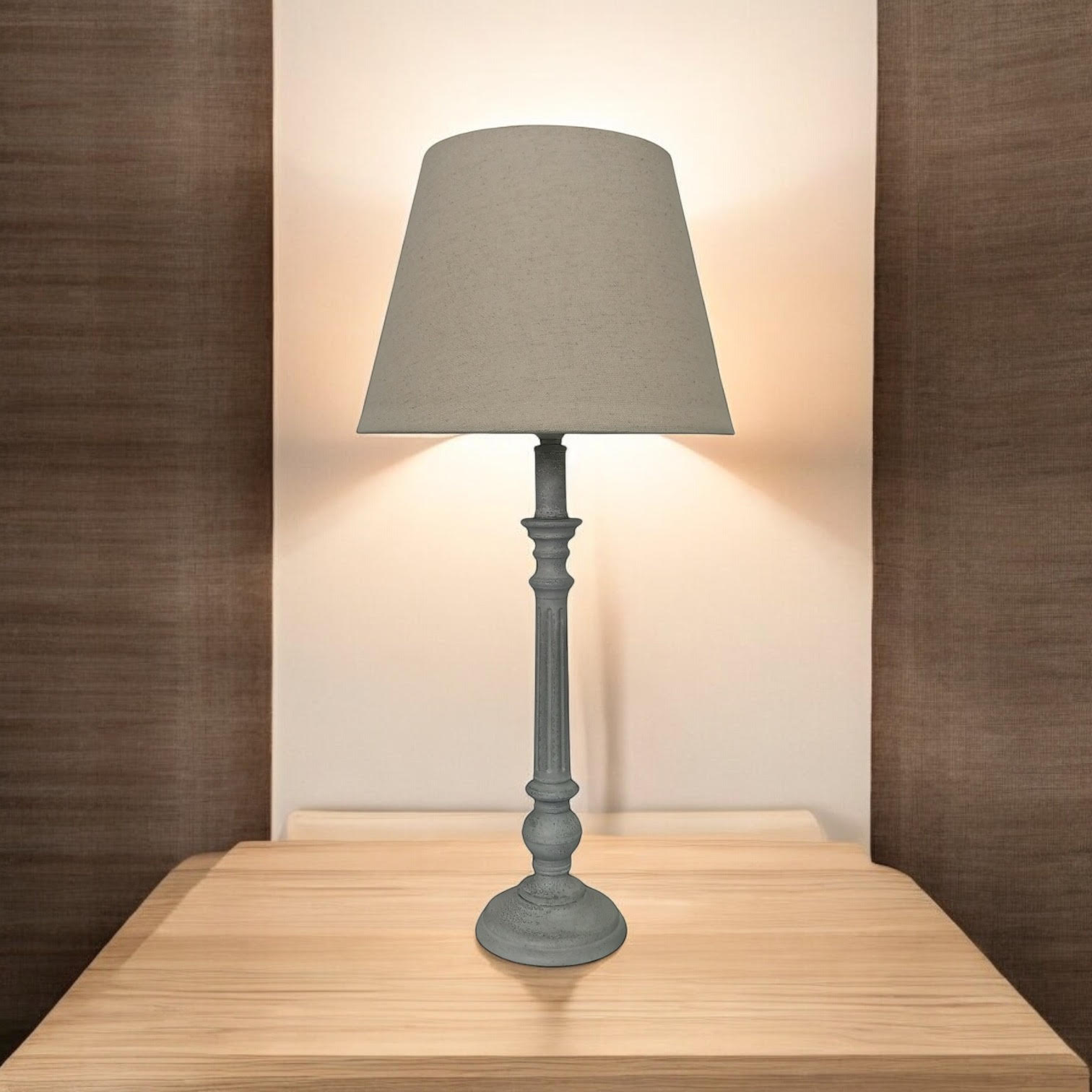 Lamp and Shade - L12 x W12 x H54 cm - Cream