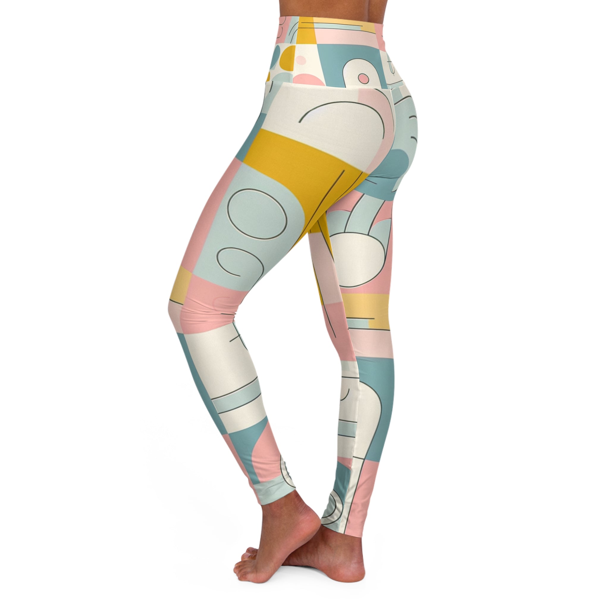 Abstract Pastel Leggings - Embrace Modern Aesthetic with Geometric Glam Design