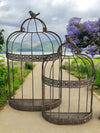 48/60CM SET 2 FLOWER BASKET BIRD CAGE WALL MIRRORS