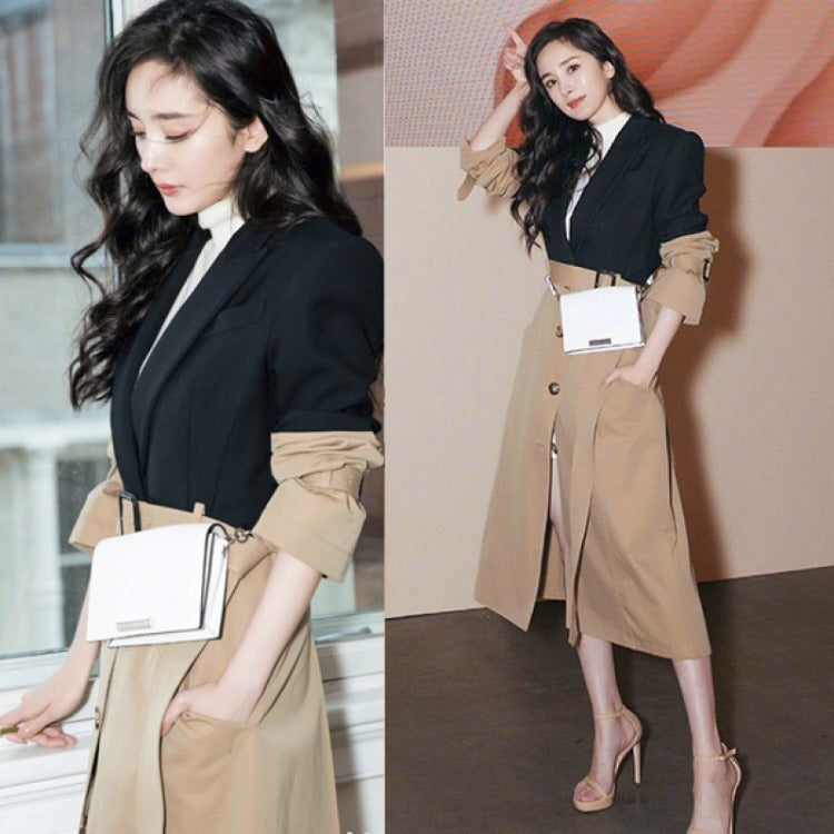 Women's thin windbreaker mid-length coat coat