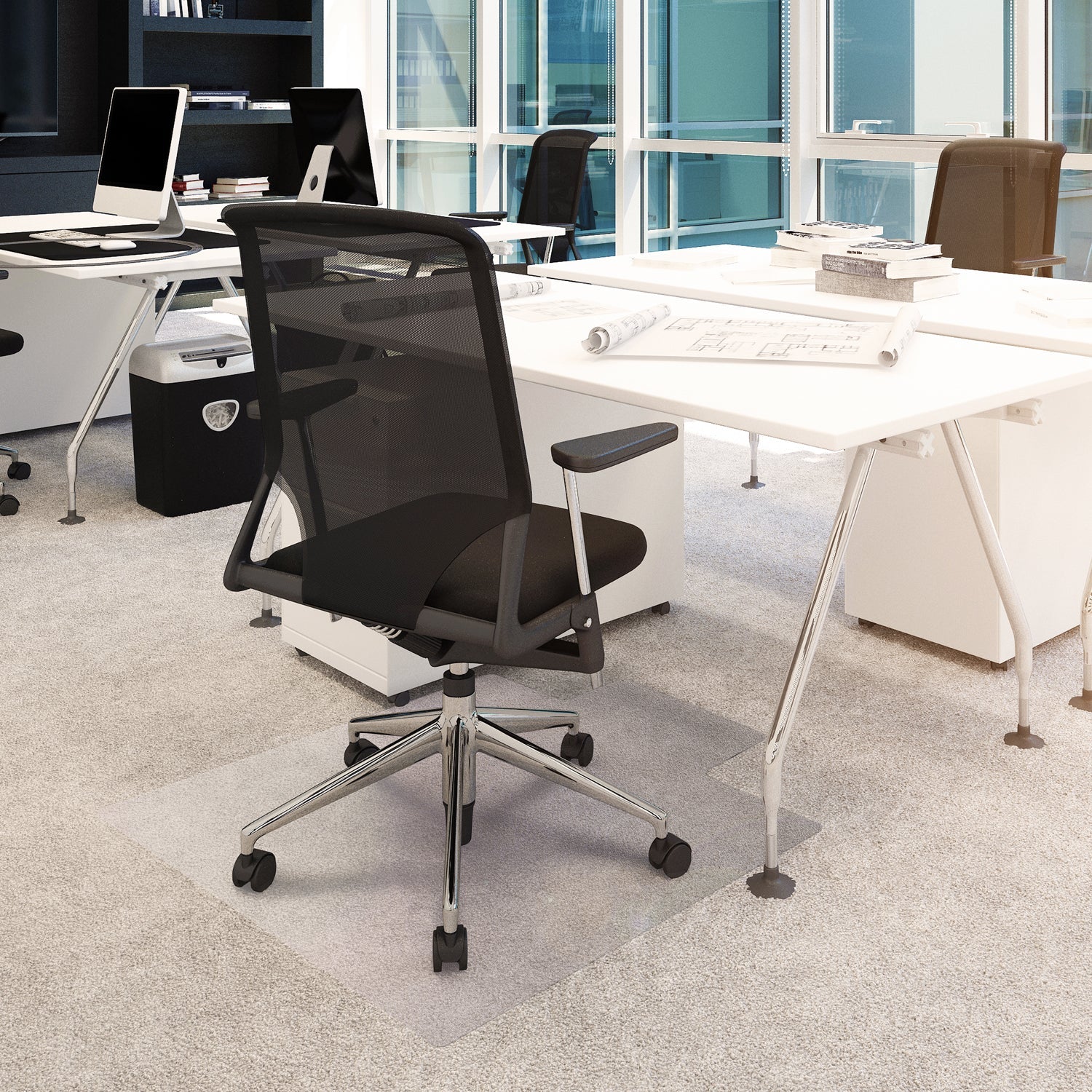 Advantagemat® Vinyl Lipped Chair Mat for Carpets up to 6mm - 90 x 120cm