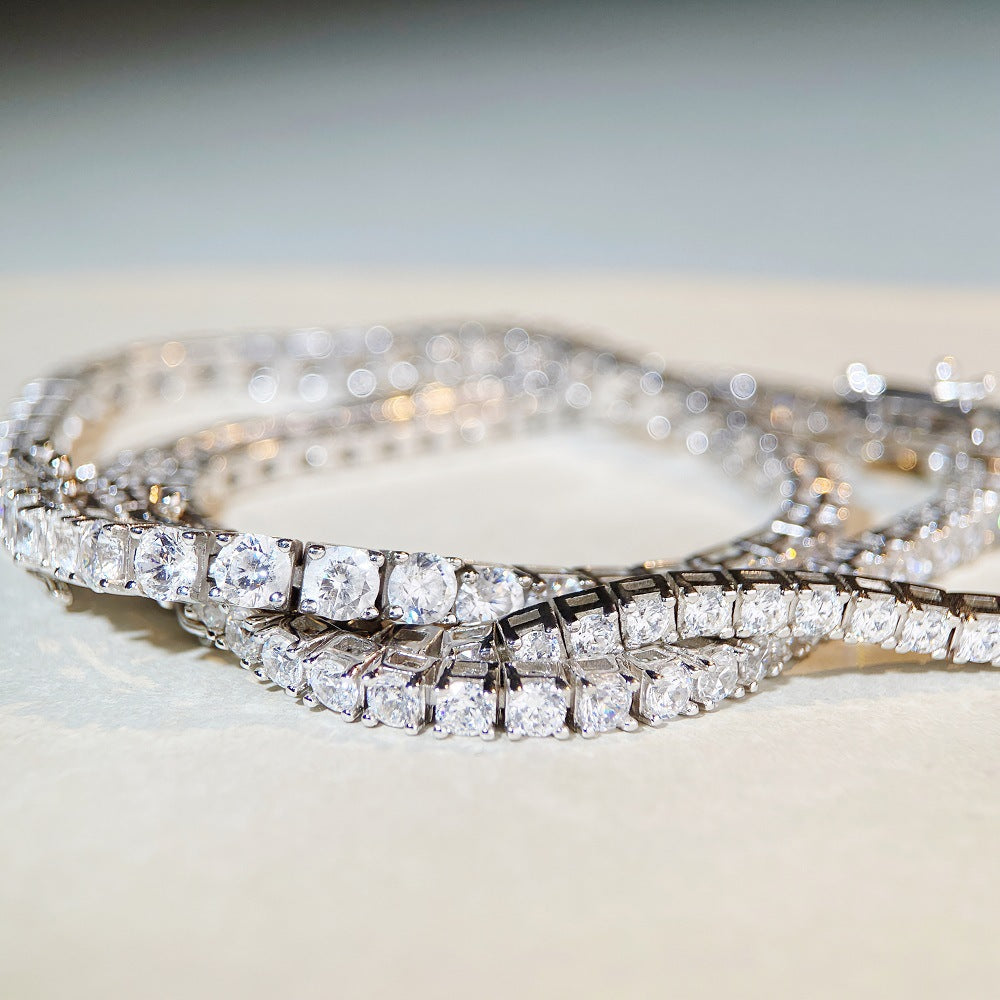 Sterling Silver Tennis Chain Moissanite Necklace Moissanite Braceletunisex Design
