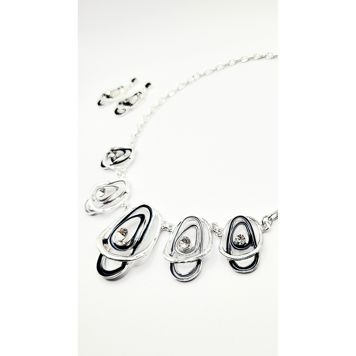 Abstract Layered Crystal Necklace & Earrings Set