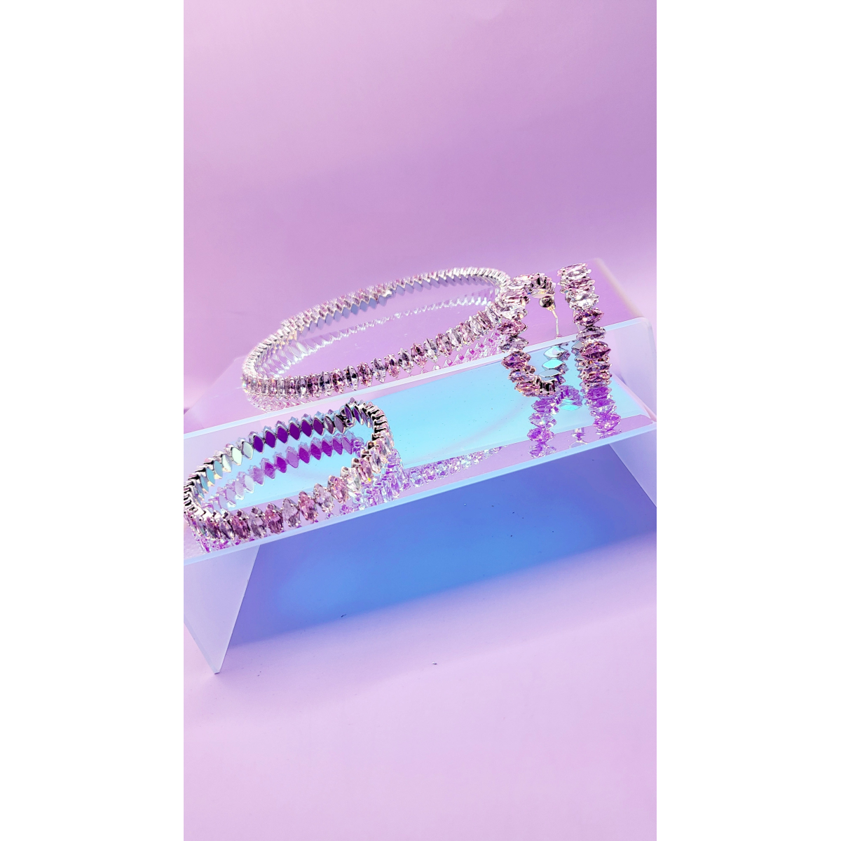Aurora Crystal Trio Choker, Bracelet & Earrings