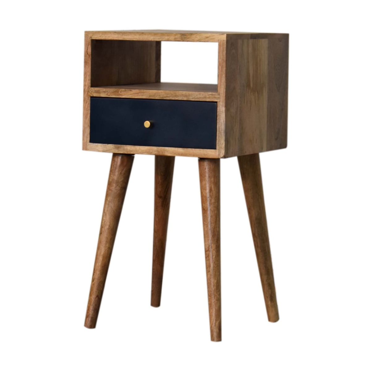 Artisan Furniture Solid Wood Mini Navy Blue Hand Painted Bedside