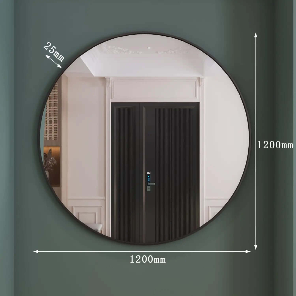 Rei- Extra Large Round Black Metal Circle Mirror - 120cm x 120cm