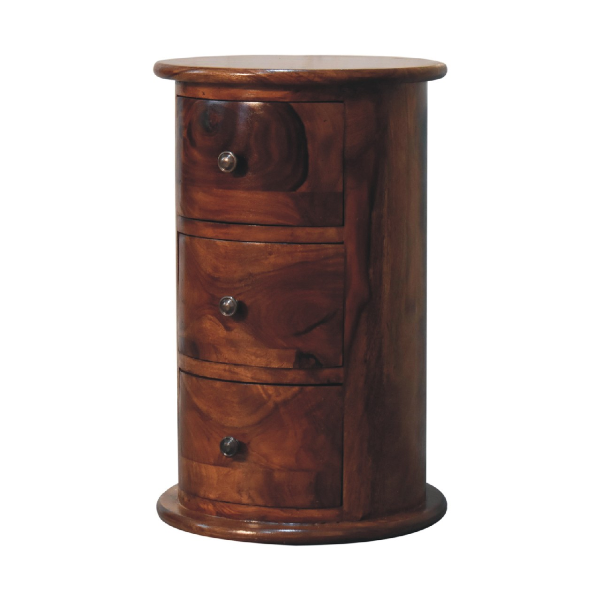 Artisan Furniture Solid Mango Wood 3 Drawer Chestnut Sheesham Drum