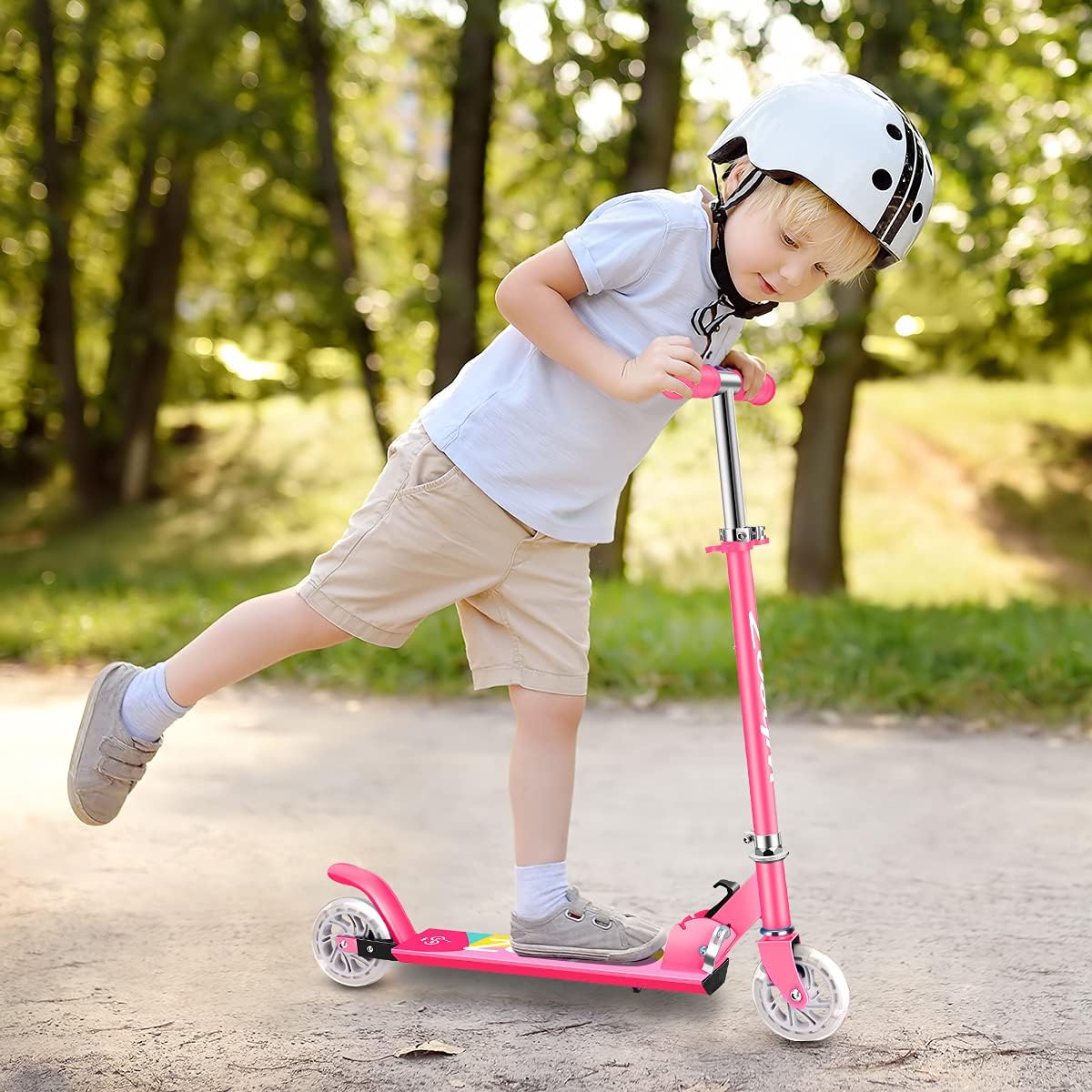 Kids Kick Scooter 2 Wheel Folding with LED Light Up Wheels WheoZ