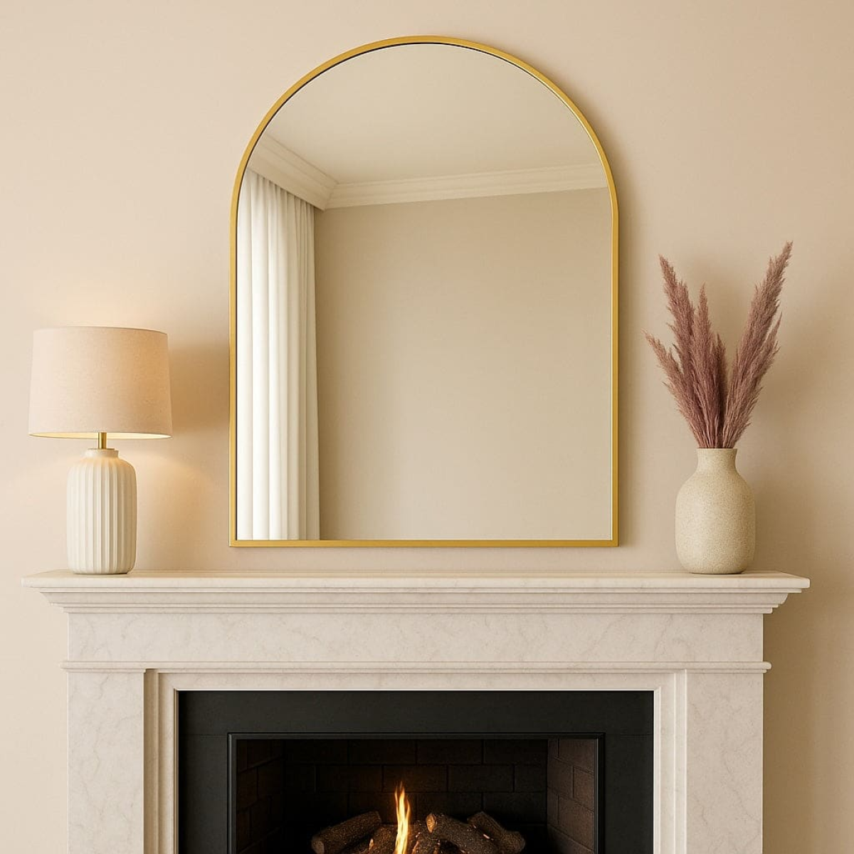 Akiko - Gold Metal Arched Mirror - 120cm x 95cm