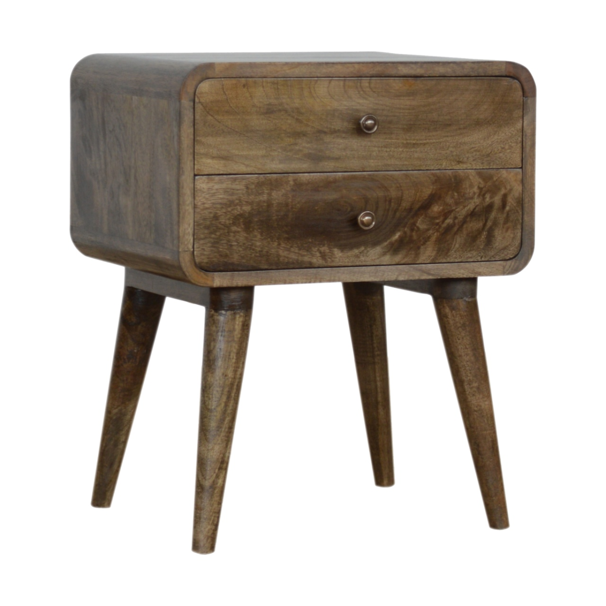 Artisan Furniture Solid Wood Curved Classic Grey Washed Bedside