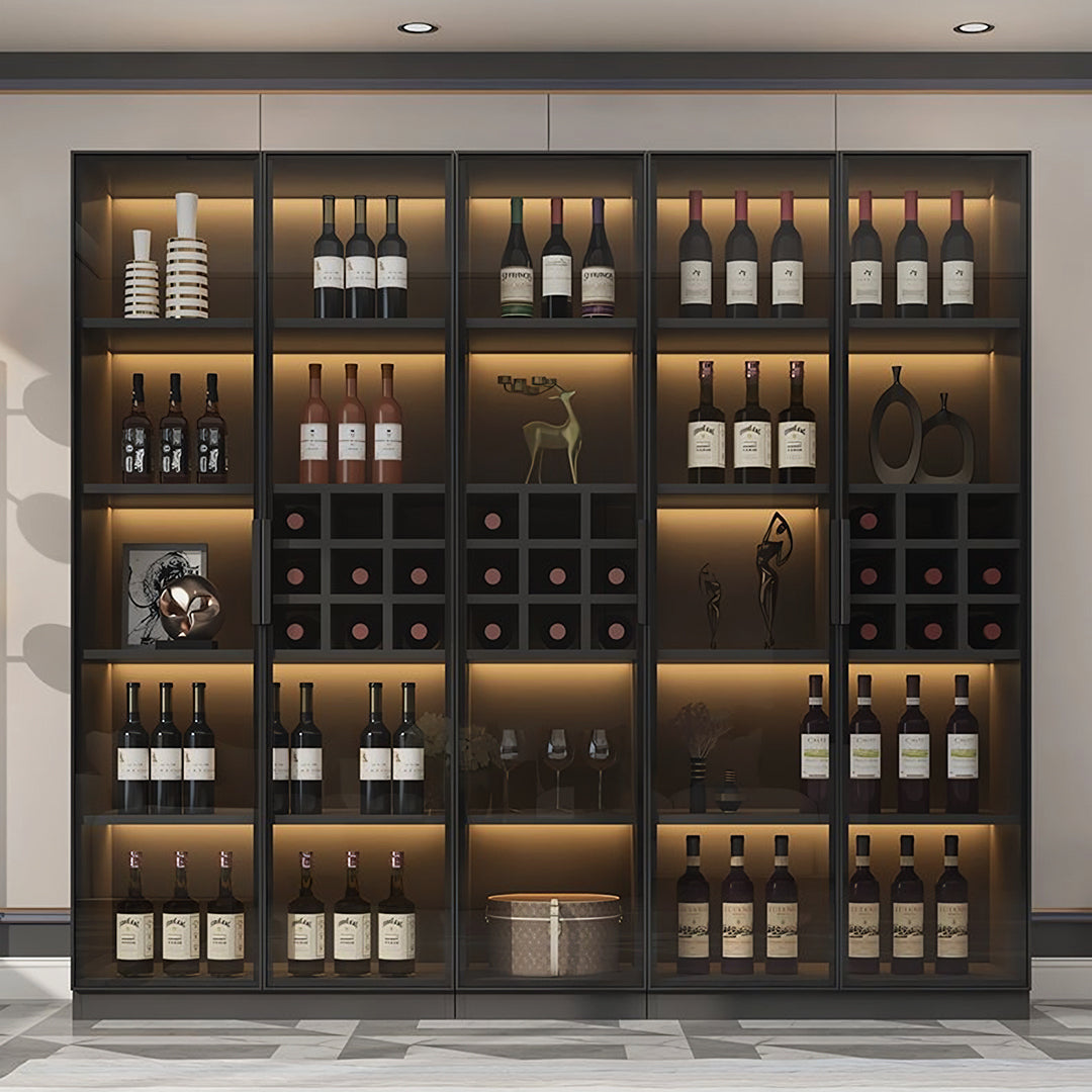 Hampshire I Wine Cabinet, Wine Storage With Glass Doors & Lights