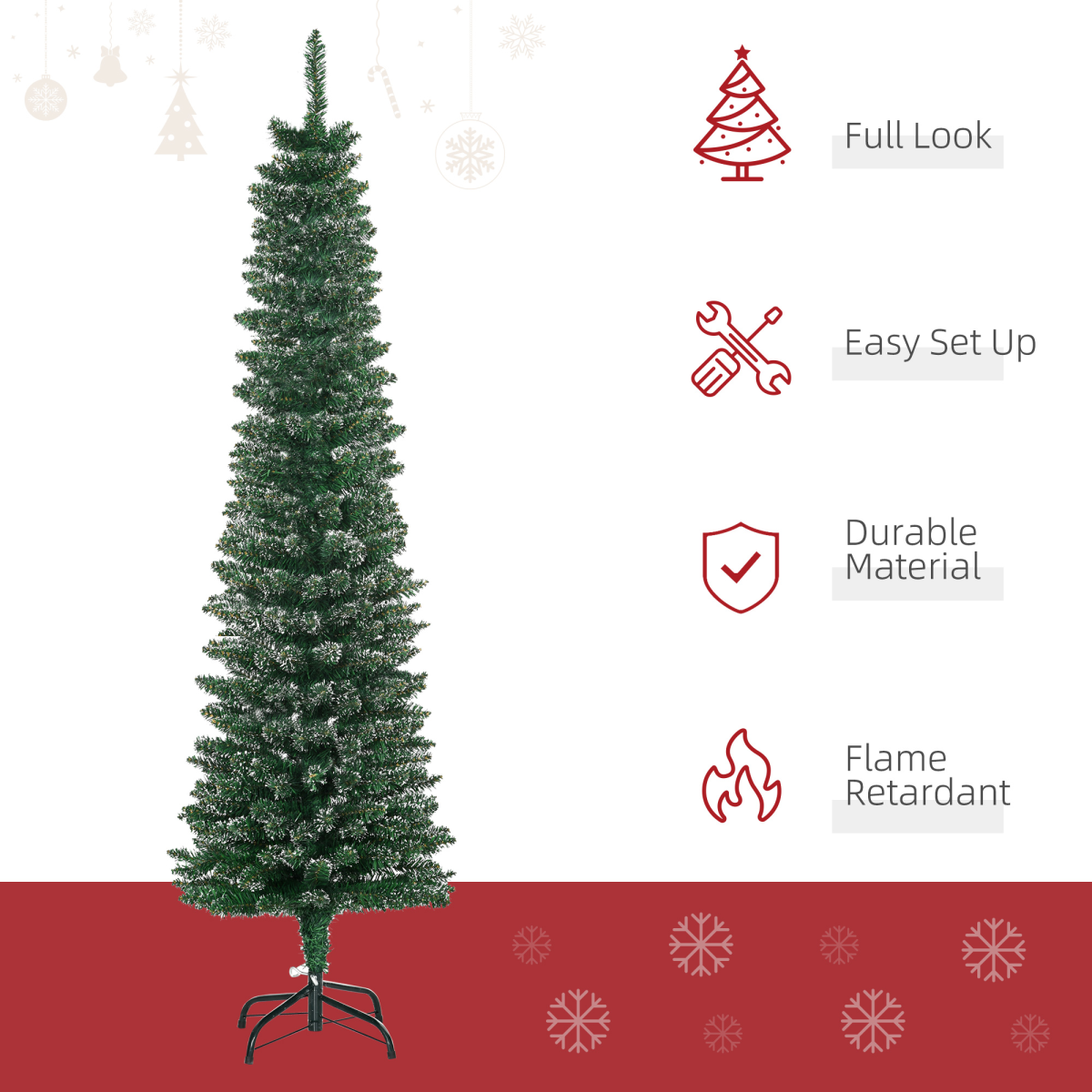 5.5FT Artificial Snow Dipped Christmas Tree Home Indoor Green HOMCOM