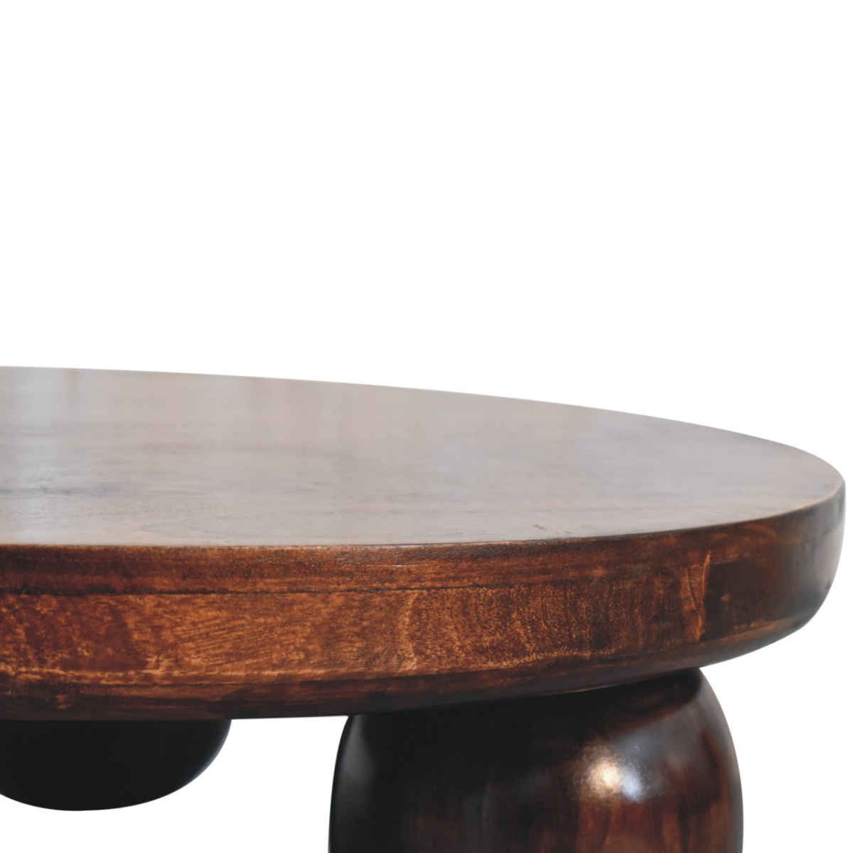 Artisan Furniture Solid Wood California Walnut Central Table with Ball Feet, Dark Brown