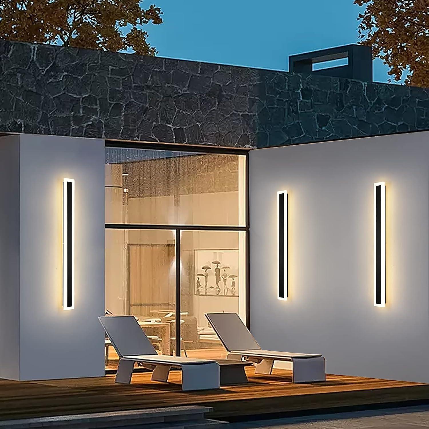 Outdoor Wall Light 90cm Modern Porch Patio Black Waterproof 18W YAOWSZM