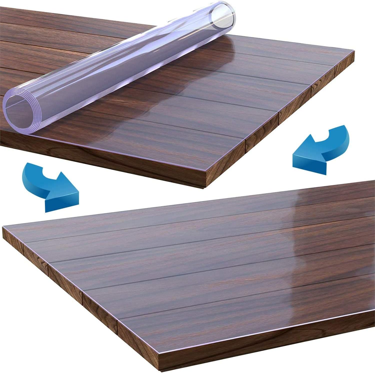 Clear PVC Table Cover Protector 100x200cm Waterproof 2mm Thick Easy Cut Nisorpa