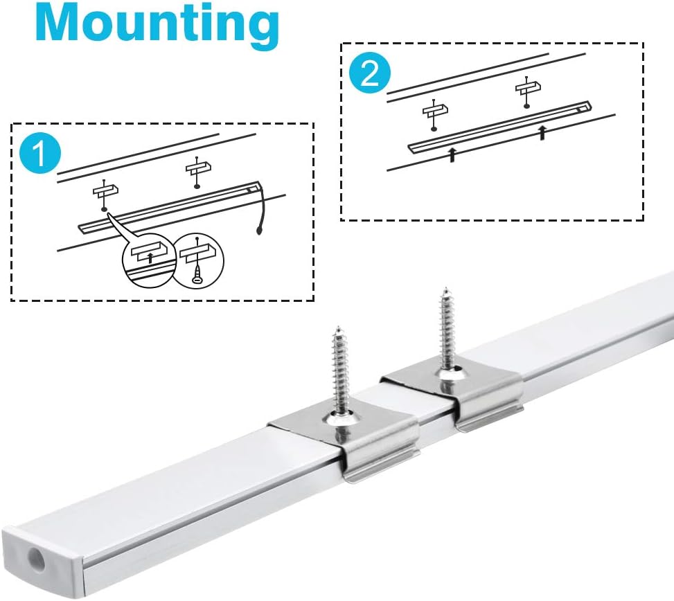 LED Aluminum Profile Channel U Shape 3.3ft Silver Diffuser 6 Pack LightingWill