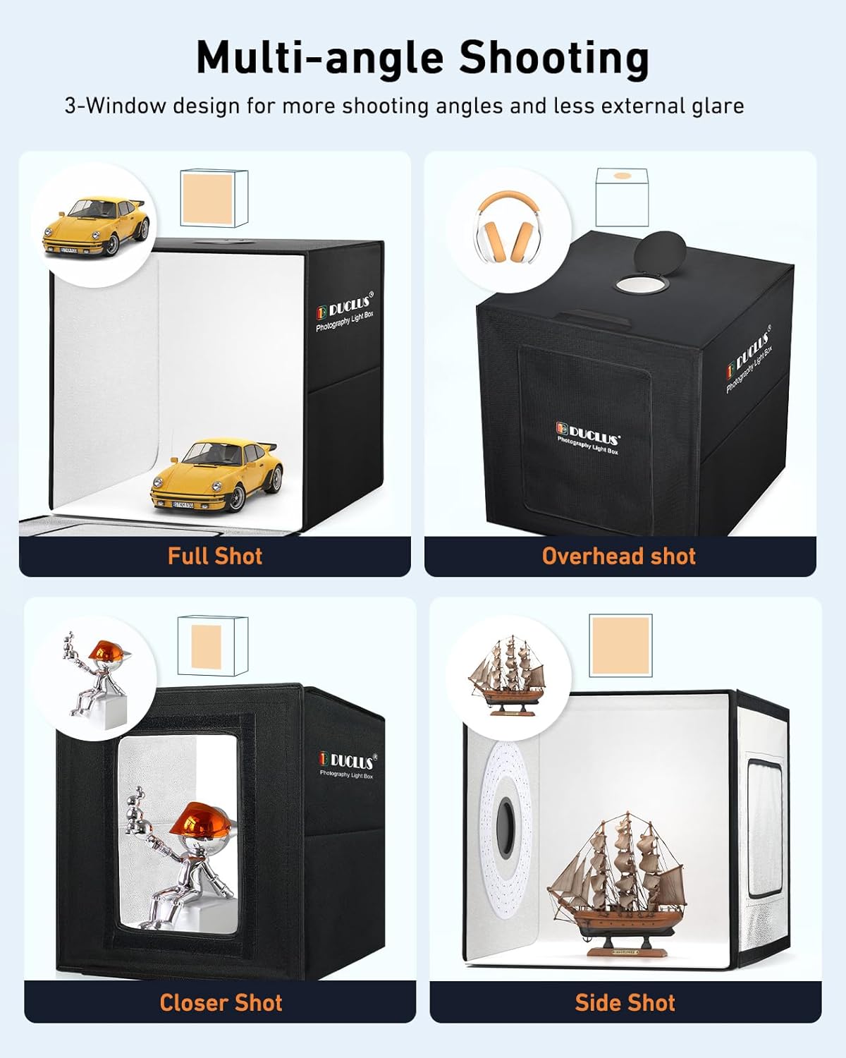 Photography Light Box 60cm 50W Dimmable LED Studio 5600K Backdrops DUCLUS