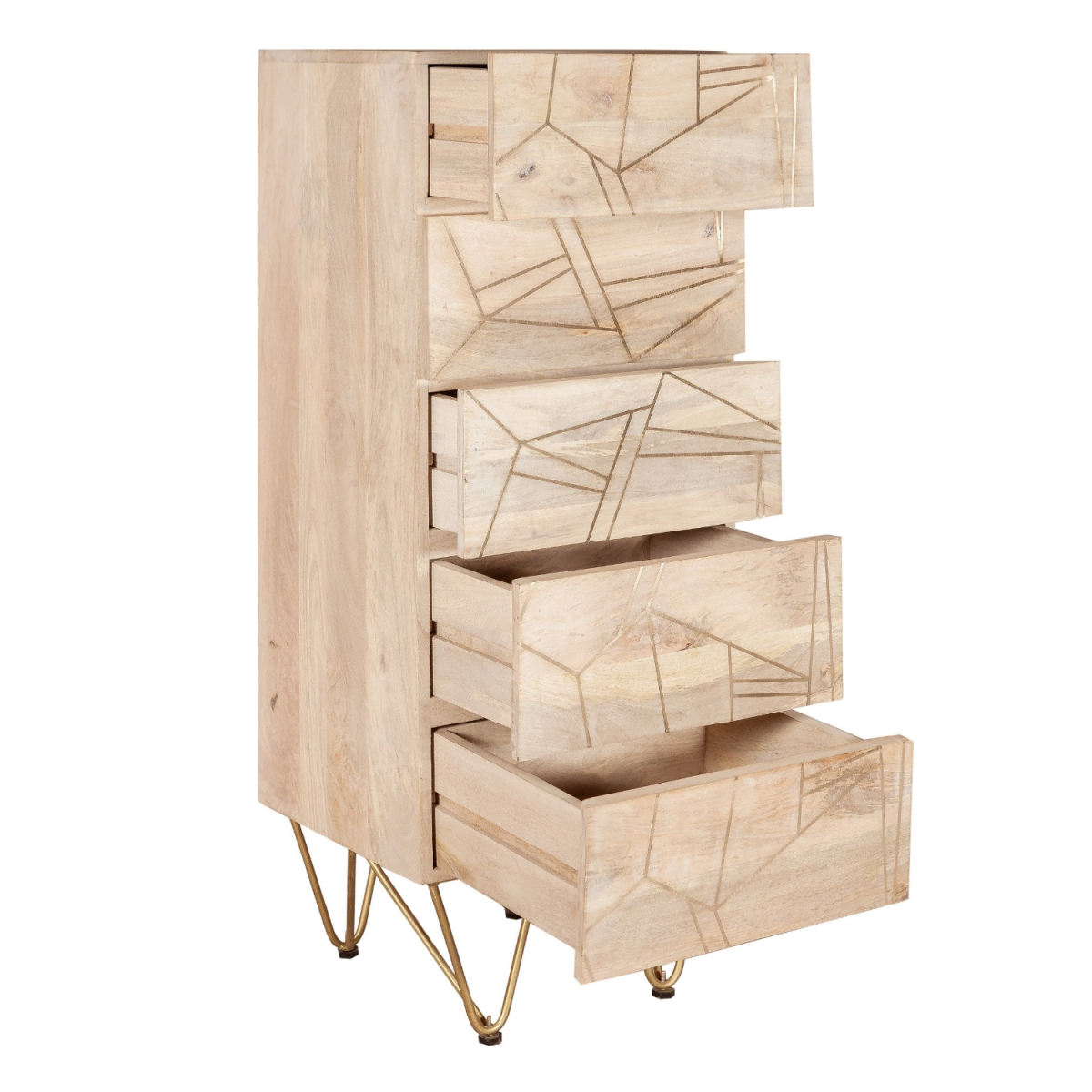 Light Gold Tall Chest Of Drawers