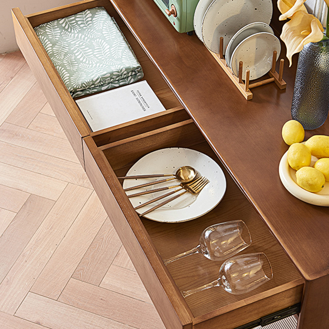 Cameron Sideboard, Rattan Cabinet With Glass Sliding Door