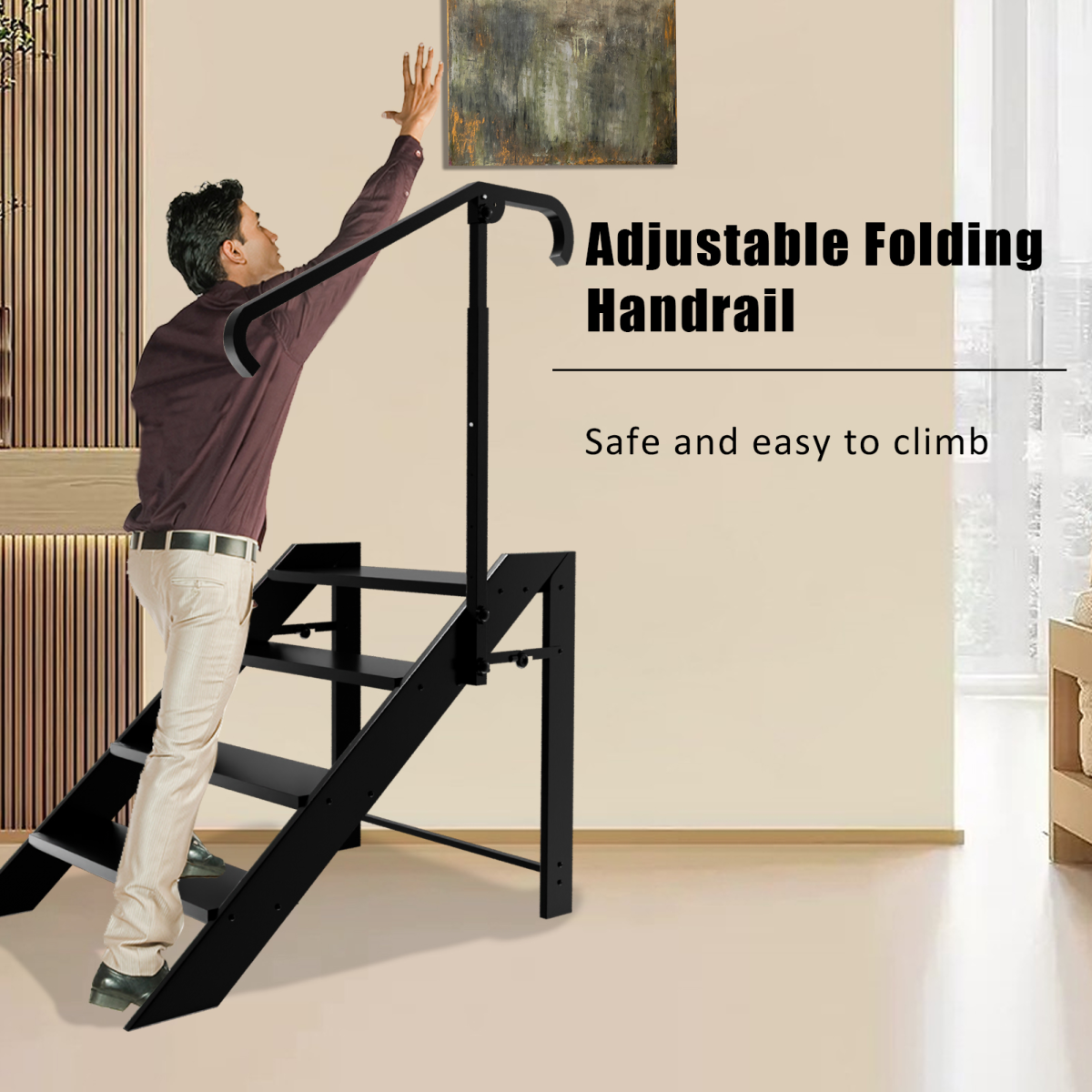 Folding 4 Step Ladder, Step Stool Foldable, RV Steps with Non Slip Feets, Max Load Capacity 660lbs Hot Tub Steps for Home, Travel Trailer, Camper, Mobile Home, Spa, and Porch