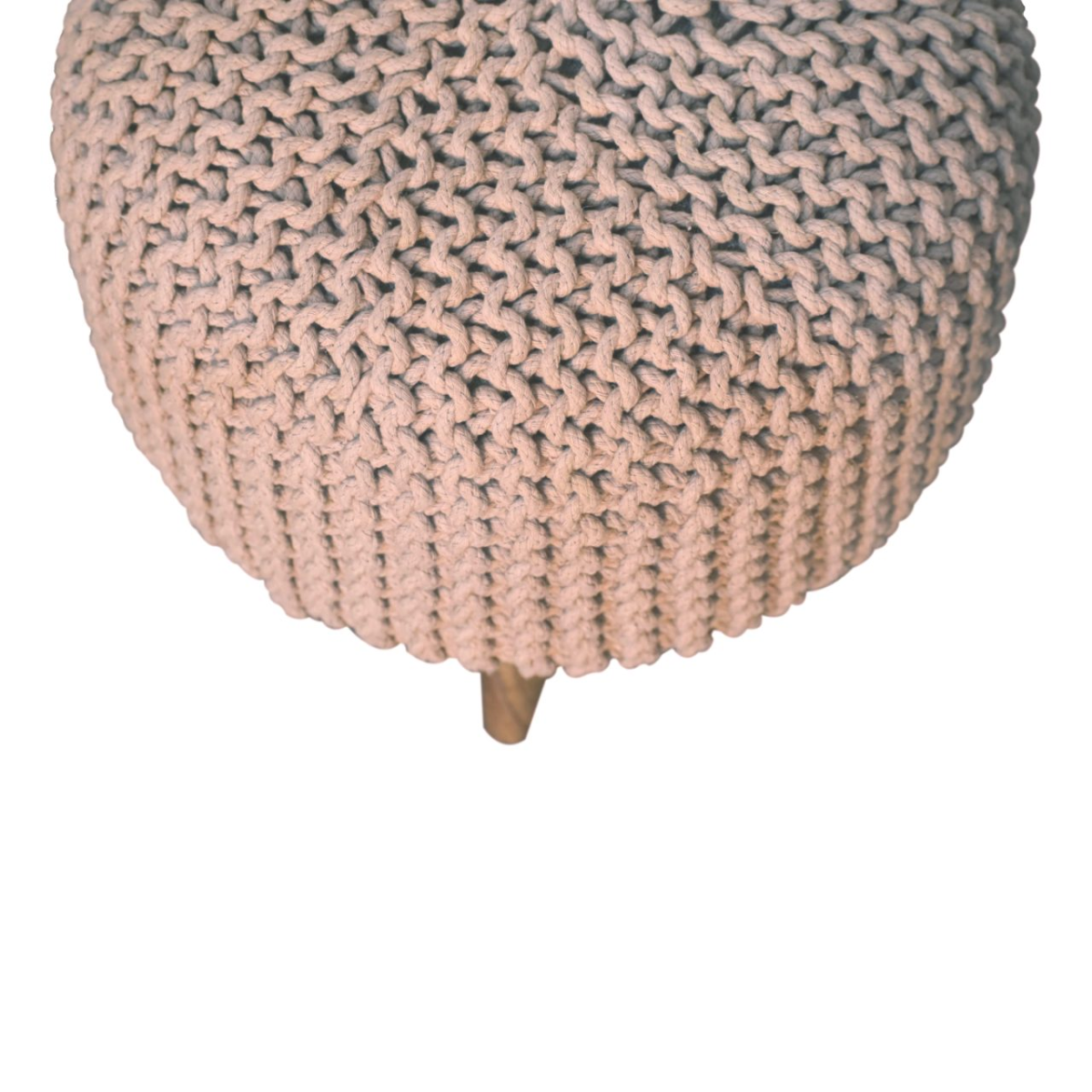 Artisan Furniture Solid Mango Wood Keeva Beige Round Footstool