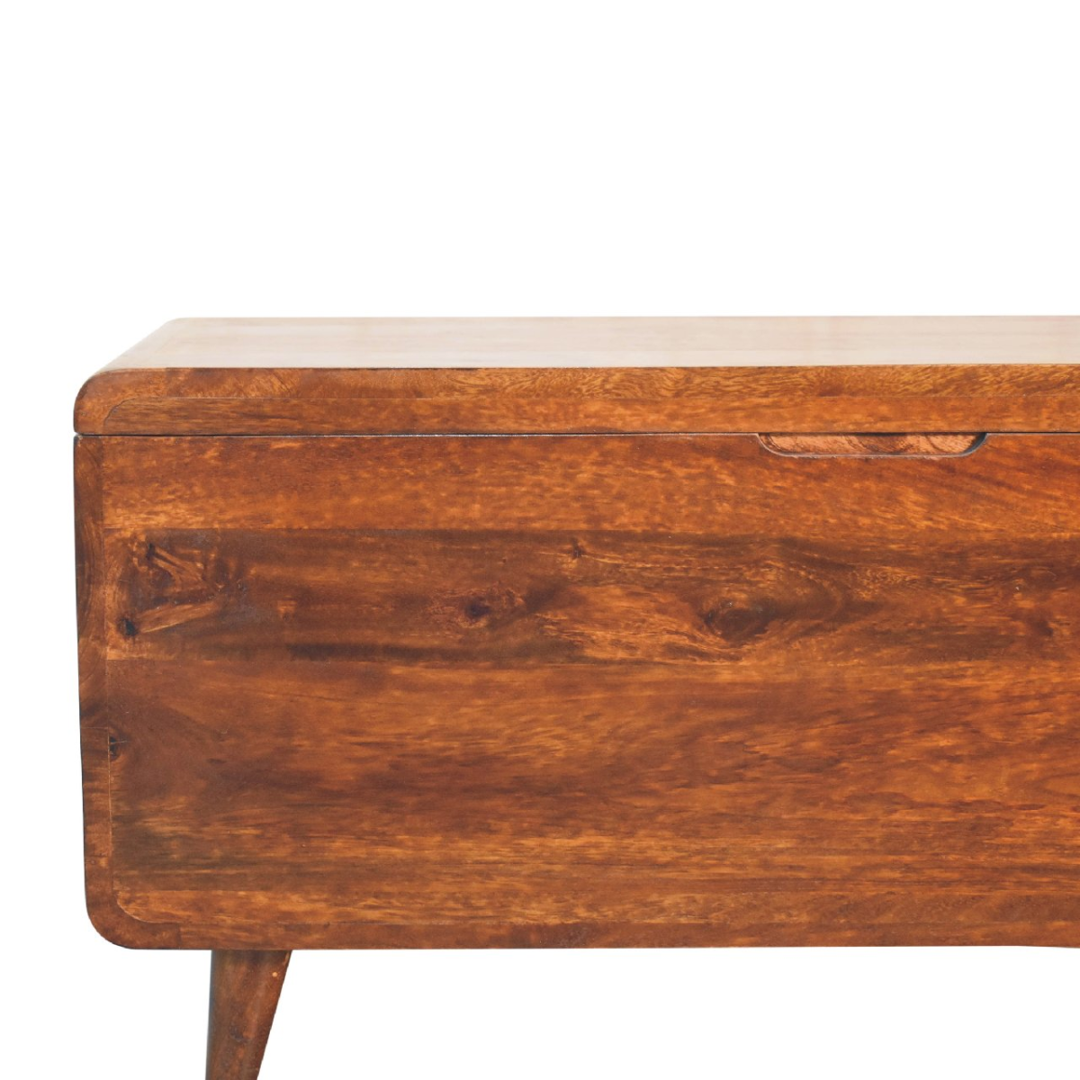 Artisan Furniture Solid Wood Curved Chestnut Lid-up Blanket Box, Brown