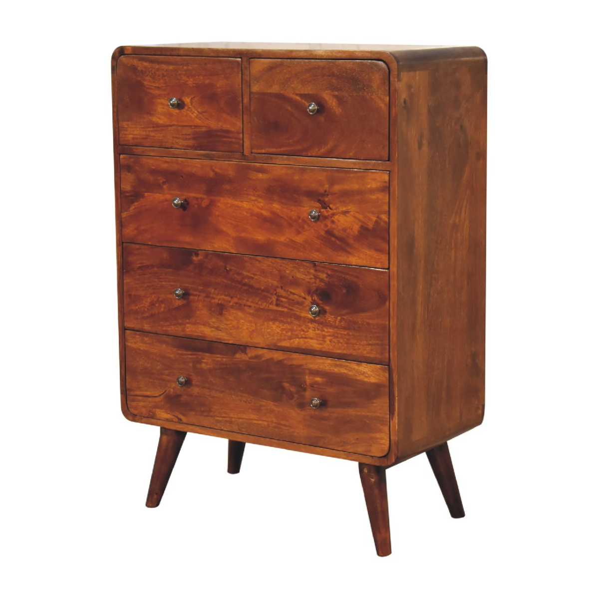 Artisan Furniture Solid Mango Wood 2 over 3 Curved Chestnut Chest