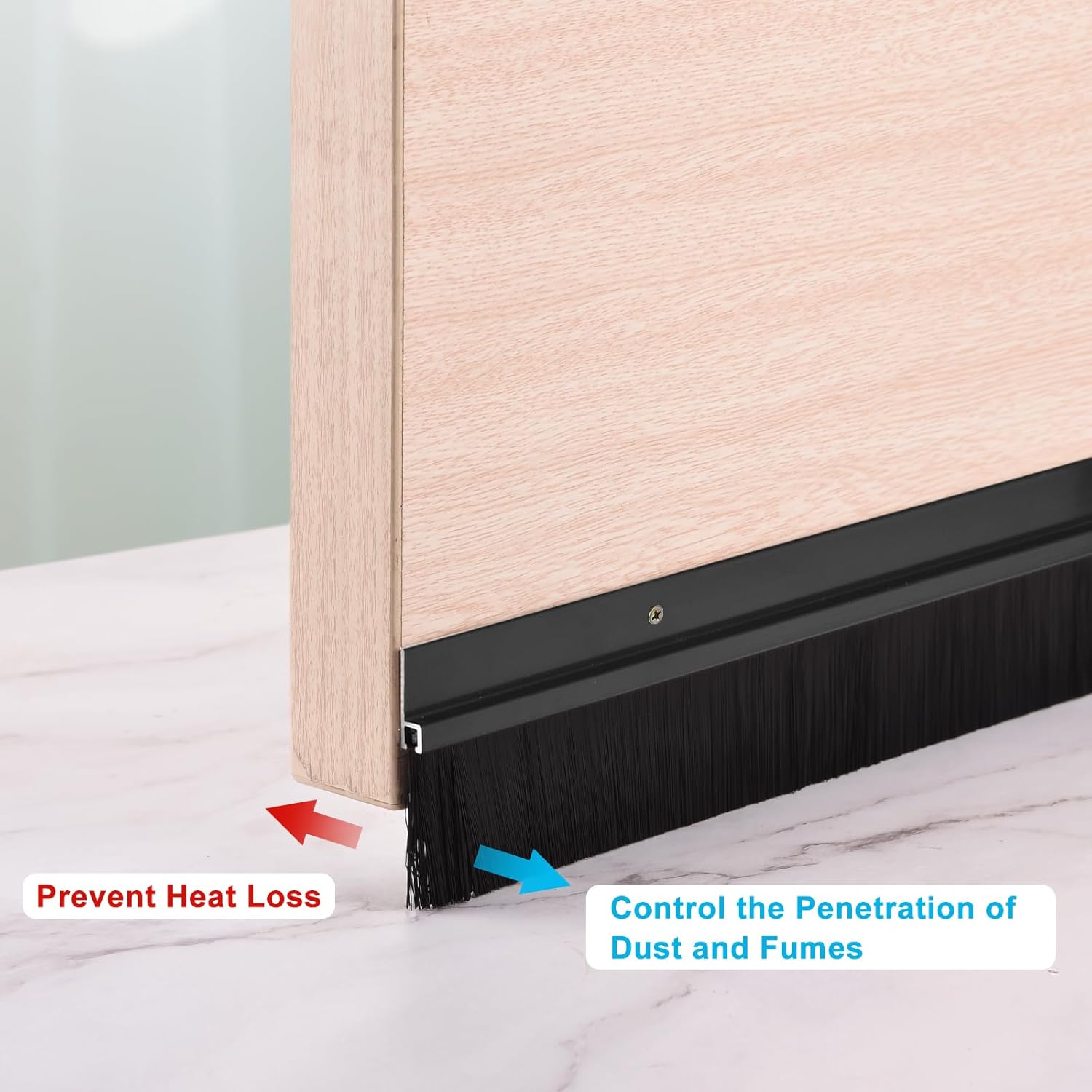 Door Brush Bottom Sweep H Shape 120cm Black 9cm PP Aluminum 2Pcs Sourcing Map