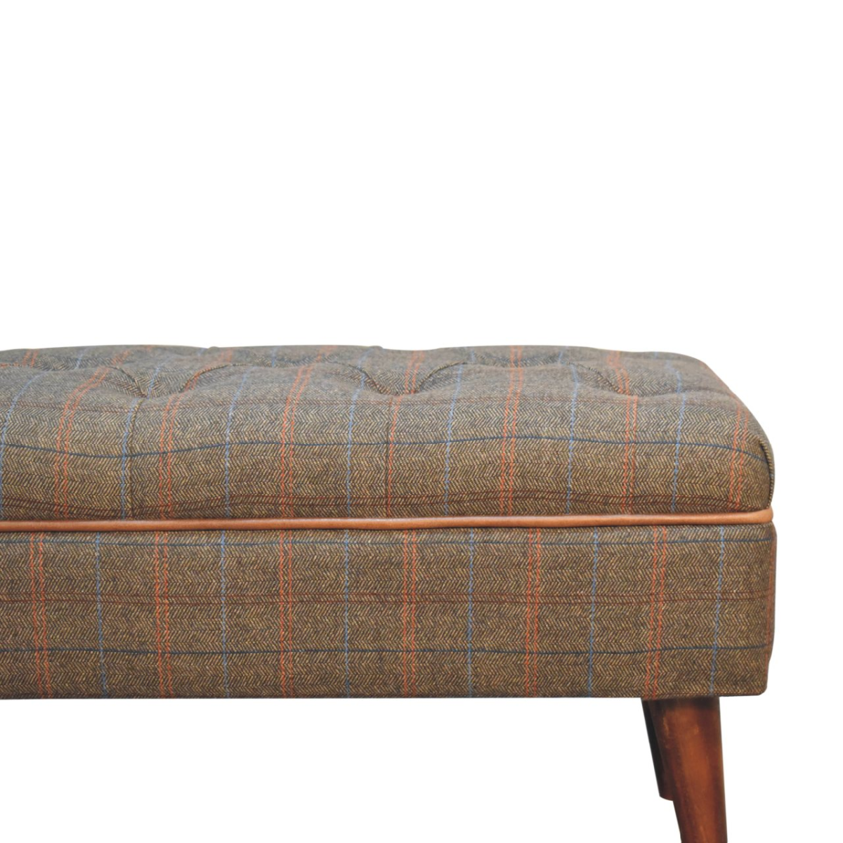 Artisan Furniture Solid Wood Multi Tweed Buffalo Pipe Bench