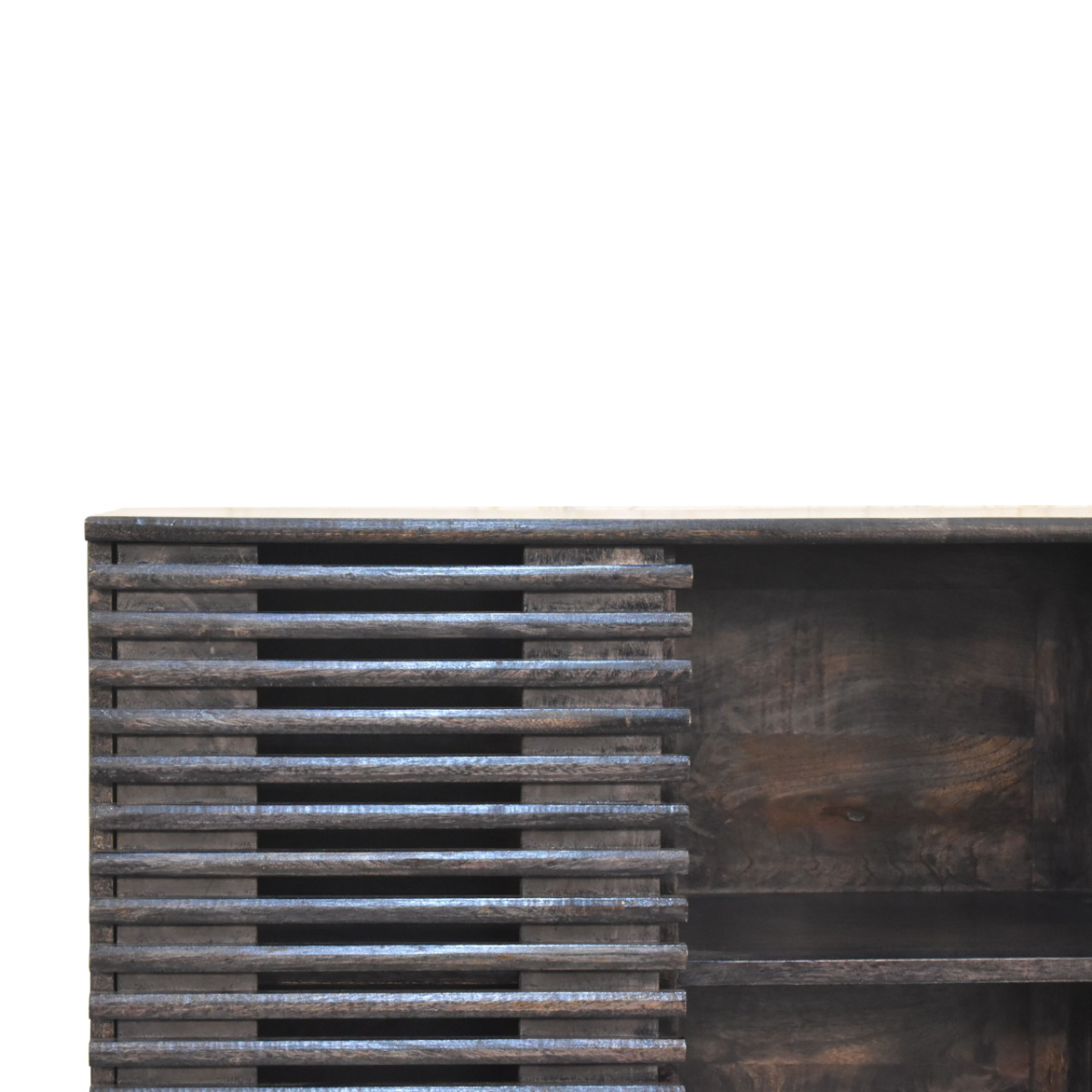Artisan Furniture Solid Wood Kobe Cabinet, Black, Sliding Door and 2 Drawers