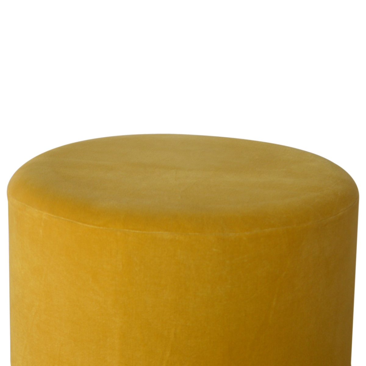 Artisan Furniture Solid Mango Wood IN818 - Mustard Velvet Footstool with Gold Base
