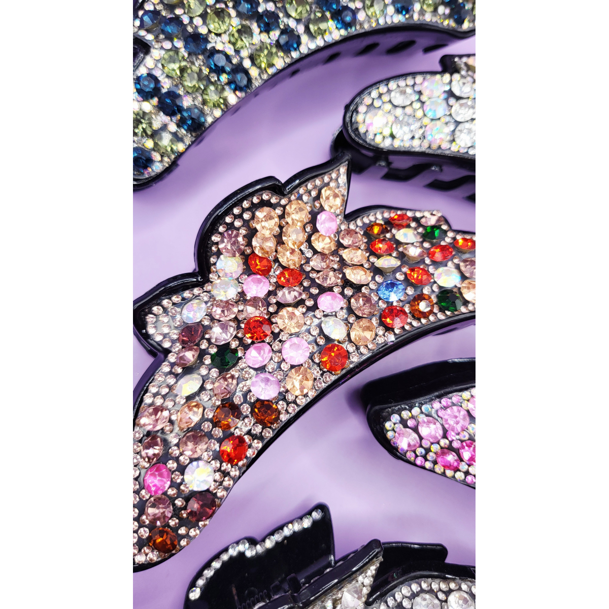 Scalloped Crystal Hair Clamps Pack of 12