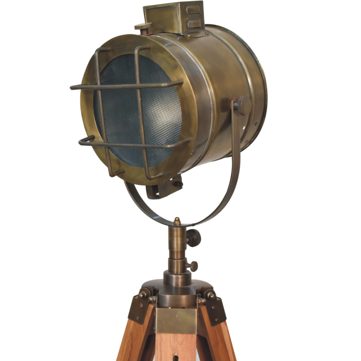 Artisan Furniture Home Decor Accessories - Caged Brass Spotlight Floor Lamp