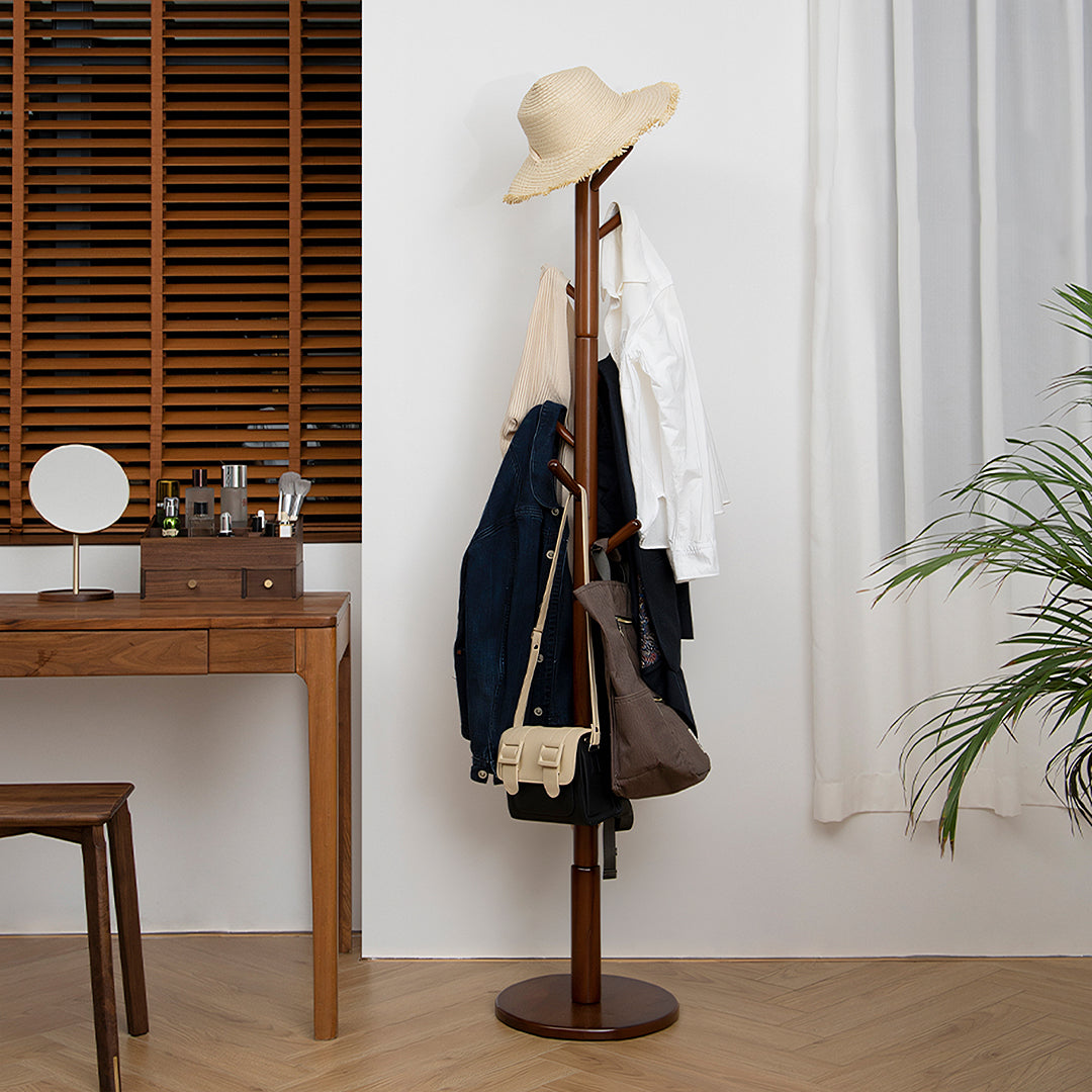 Morgan Coat Stand, Coat Rack, With 8 Hooks, Solid Wood